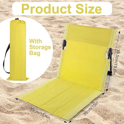 Karenhi 2 Pcs Foldable Poolside Beach Chairs for Edge of Pool Portable Beach Chairs Folding Pool Seats with Back Support Carry Bag for Adults Traveling Camping Picnic Lawn (Green)