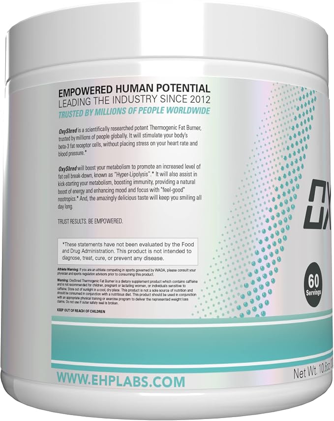 EHP Labs OxyShred Pre Workout Powder - Preworkout Powder with L Glutamine & Acetyl L Carnitine, Energy Boost Drink - Bahama Breeze/Beach, 60 Servings