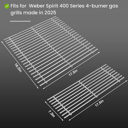Uniflasy Grill Grates for Weber Spirit 400 Series (2025 Models) E-425 S-425 E-435 EP-425 EP-435, 2PCS 7mm SUS304 Replacement for Weber Spirit E310 E320 E330 Grill Grates Replacement 7638 7639