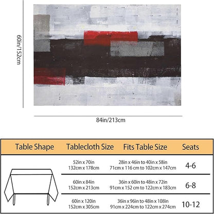 Tablecloth Black White Red Graffiti Table Cloth Rectangle Table 60 x 84 Inch Modern Classic Art Painting Rectangle Unique Creative Kitchen Decorations for Home Dinner Party