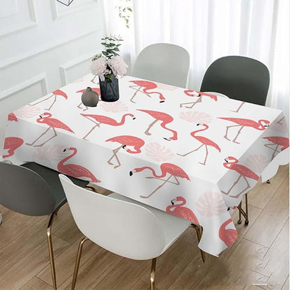 TKS MITLAN Flamingo Bird Tablecloth Decor Pink Leaves Summer Exotic Tropical Table Cloth Dining Room Kitchen Table Cover 60" X 84" Oblong/Rectangle