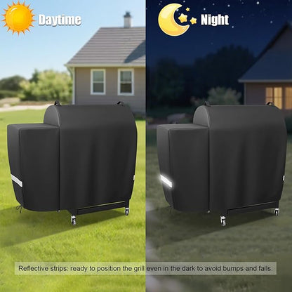 Grill Cover for Rec Tec RT-590, Recteq Deck Boss 590/800 Wood Pellet Grill - Heavy Duty Waterproof Fade Resistant Outdoor Smoker Cover with Elastic Drawstring for Rectec RT-590 Grill Accessories