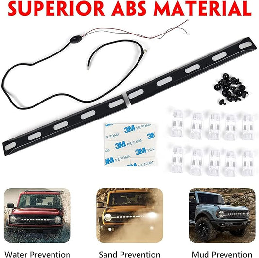 Grille Light Strip for Ford Bronco 2021 2022, Bronco Accessories, Hood Grille LED Dynamic Lights (Zebra Crossing Style)