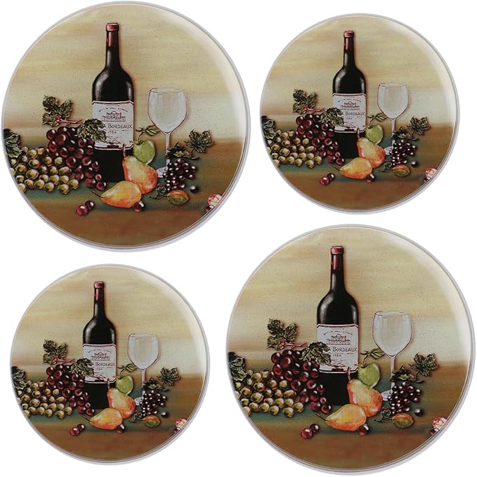 Reston Lloyd, Burner Covers For Electric Stovetop, Decorative Lightweight Tin Covers, Set of 4 (2-8 inch & 2-10 inch), Conceals Messy Drip Pans, Wine