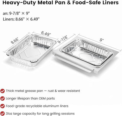 67047 Catch Pan Kit with 5Pcs Aluminum Liner - Grease Drip Tray 6415/83156 Replacement for Weber Spirit/Spirit II 200/300, Genesis/Genesis II LX 200/300 & Traveler Grills