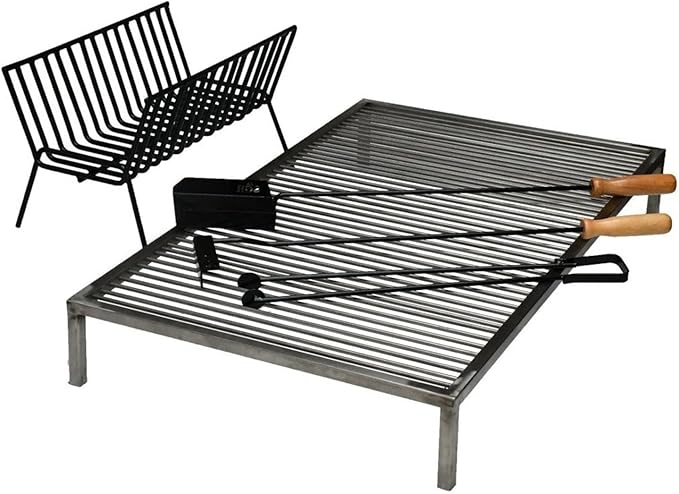 Premium Argentine iron grill Set asado parrilla argentina Grill + Brazier, outdoor kitchen, open fire cooking.