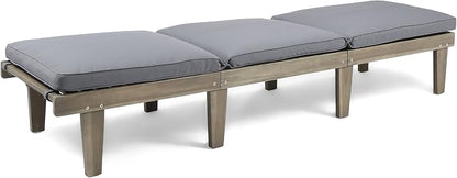 Christopher Knight Home Alisa Outdoor Acacia Wood Chaise Lounge, Grey Finish/Dark Grey Cushion