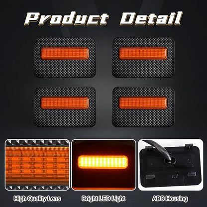 Amber LED Grille Lights for Tacoma SR SR5 2024 2025, 4Pcs Front Grill Light Kit with Wire Harness and Fuse