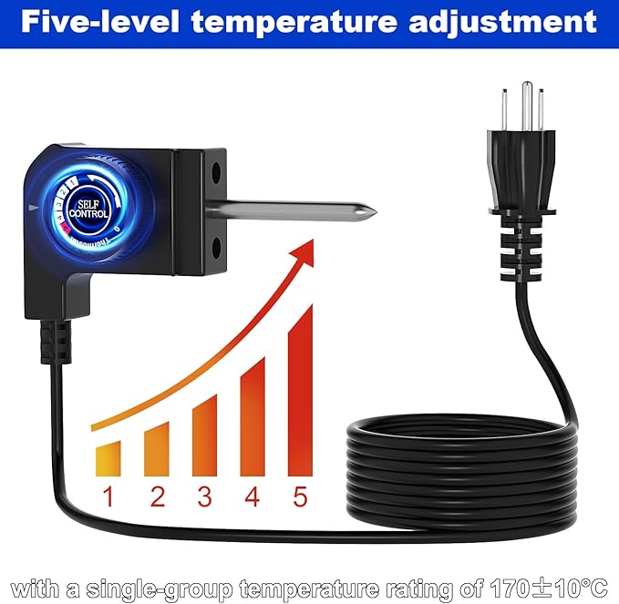Electric Skillet Cord Replacement,15A/125V Griddle Power Cord Compatible with Masterbuilt Smokers & Electric Griddles,Adjustable Thermostat Probe Cord