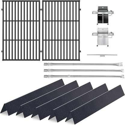 Grill Parts for Weber Genesis 300 with Side Control (2007-2010), Genesis Grill Grates, 24.5" Flavorizer Bars, 304 Burner Tube Replacement, Fits Genesis E310 E320 S310 S320 EP310 EP320, 7524 67722 7640