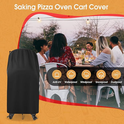 Pizza Oven Cover Outdoor BBQ Grill Cover Fits Solo Stove Pi Pizza Oven Cart | 25"Dia x 42"H, Waterproof Heavy Duty Pizza Oven Stand Cover