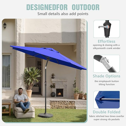 Sannwsg Patio Umbrellas, Pool Umbrella with 8 Sturdy Ribs, Outdoor Umbrella with Push Button Tilt/Crank, Deck Umbrellas, Market Umbrela Table for Backyard, Deck, Garden, Pool
