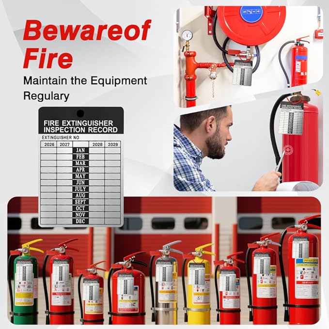 200 Fire Extinguisher Tags – Aluminum Metal Inspection Record Tags 2.2 x 3 Inch (No Zip Ties or Clips) for Monthly Inspections
