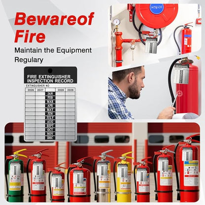 200 Fire Extinguisher Tags – Aluminum Metal Inspection Record Tags 2.2 x 3 Inch (No Zip Ties or Clips) for Monthly Inspections