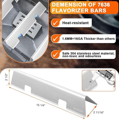 7636 Spirit Flavorizer Bars for Weber GS4 Spirit II/I 300 SER E310 Replacement for Weber Spirit II Parts,304 Stainless Steel Flame Guards for Weber GS4 Spirit 2 Parts 69797 68843 3400302 Burner Covers
