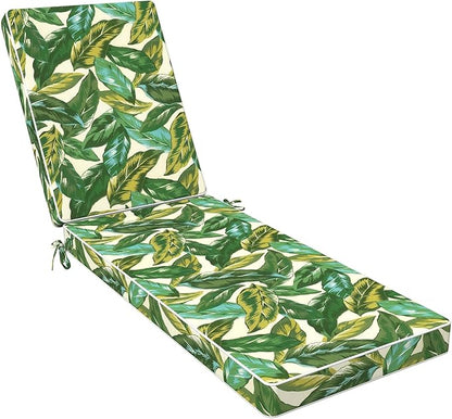 LVTXIII Outdoor Chaise Lounge Cushion 72x21x3 Inch, Water-Repellent Patio Seat Cushion with Ties & Hidden Zipper, Thick Foam Pad for Lawn Chair, Poolside, Patio Furniture, Lush Leaf Jungle
