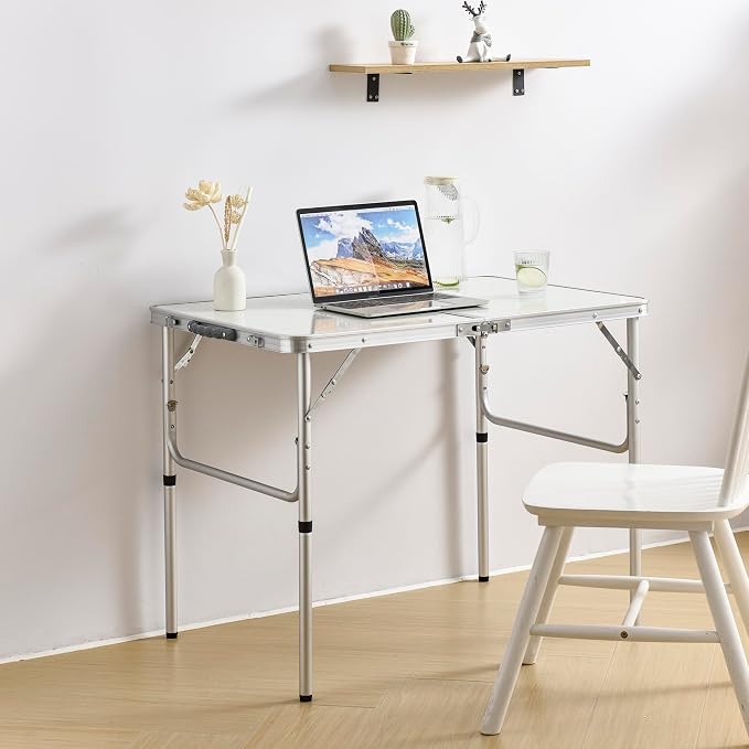YUFIFAIRY Aluminum Camp Table, 36''L x24''W Folding Table Portable | Lightweight Foldable, Storage Net, Carry Handle, 2 Adjustable Height16"/28", For Indoor, Outdoor, Cooking, Picnic