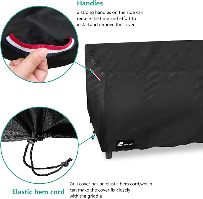 Waterproof Grill Cover for Blackstone 1860/2225 On The Go Range Top Combo Griddle, Heavy-Duty Durable Outdoor Flat Top BBQ Griddle Grill Cover (Cover Only) - Black