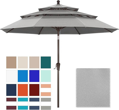 ABCCANOPY 5-Year 10-Year No Fading 9FT 3 Tiers Patio Umbrella, Outdoor Table Umbrella with 8 Sturdy Ribs for Deck, Backyard, Garden, Yard