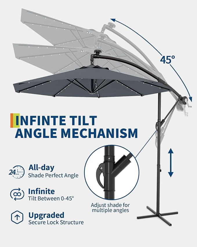 15FT Outdoor Patio Umbrella,Double-Sided Rectangle Market Umbrella with 36 LED Solar Lights & Base,UV50+ Weather-Resistant Oversized Outdoor Umbrella,Crank Lift,3-Way Shade for Pool,Garden,Backyard