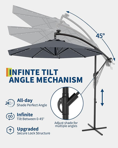 15FT Outdoor Patio Umbrella,Double-Sided Rectangle Market Umbrella with 36 LED Solar Lights & Base,UV50+ Weather-Resistant Oversized Outdoor Umbrella,Crank Lift,3-Way Shade for Pool,Garden,Backyard