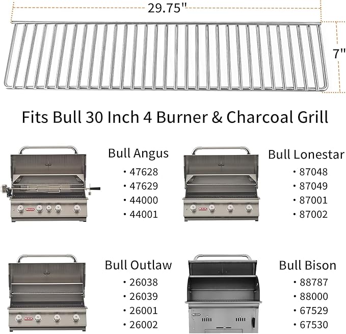 47004 Grill Warming Rack for Bull 30" Grill Heavy Duty 304 Stainless Steel Grill Replacement Part Accessories for Bull Angus Outlaw Lonestar 4 Burner & Bison Charcoal BBQ Grills
