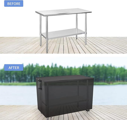 Outdoor Prep Table Cover 48 Inch,Waterproof Fadeproof UV Resistant Patio Stainless Steel Metal BBQ Table Cover All Season Protection for Outdoor Table - 48 x 24 x 35 Inch