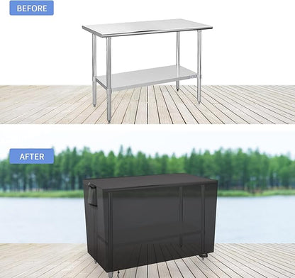 Outdoor Prep Table Cover 48 Inch,Waterproof Fadeproof UV Resistant Patio Stainless Steel Metal BBQ Table Cover All Season Protection for Outdoor Table - 48 x 30 x 35 Inch