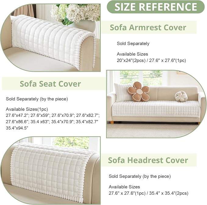 OstepDecor Couch Cover for Dogs, Washable Non Slip Sofa Cover for Pets | Soft Couch Covers for Sofa, Loveseat and Sectional, Furniture Protector Against Pet Hair & Dirt (35.4" x 63", Off White)