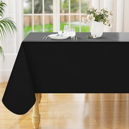 Smiry Rectangle Table Cloth 70x120 Inch, Waterproof Wipeable Vinyl Tablecloths Protector, Oil Spill Proof Plastic Table Cover for Dining, Picnic, Camping, Outdoor, Black