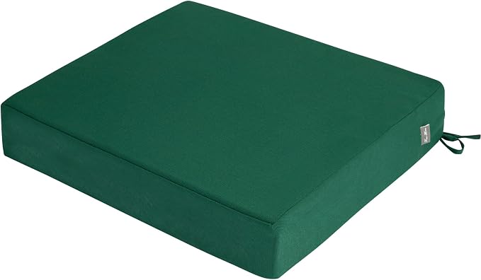 Magpie Fabrics Indoor Outdoor Cushion Cover Replacement 2 Pack, NO Insert! Water Repellent Slipcover with Ties Decor for Patio Garden Chair Sofa Bench Wicker(Dark Green, 24x24x4 Inch)