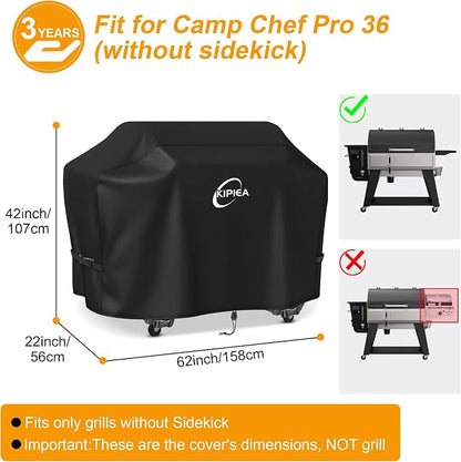 600D Pellet Grill Cover for Camp Chef Woodwind 36, Woodwind Pro 36, Waterproof BBQ Smoker Cover, UV Resistant, No Tear, No Fading