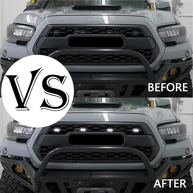 LED Grill Lights for 2016-2022 Aftermarket Toyota Tacoma TRD PRO Grille with Harness & Fuse(White light with black housing)