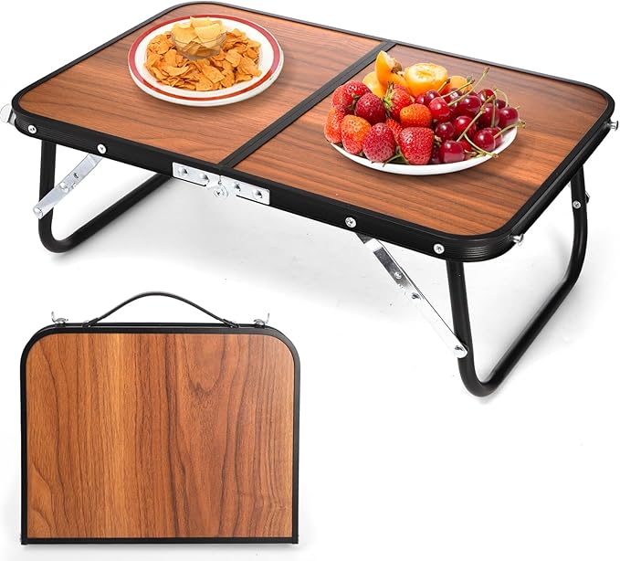 Folding Camping Table | Mini Portable Beach Table with Carry Handle, Ultralight Compact Picnic Dining Low Table for Indoor Outdoor, Garden, BBQ