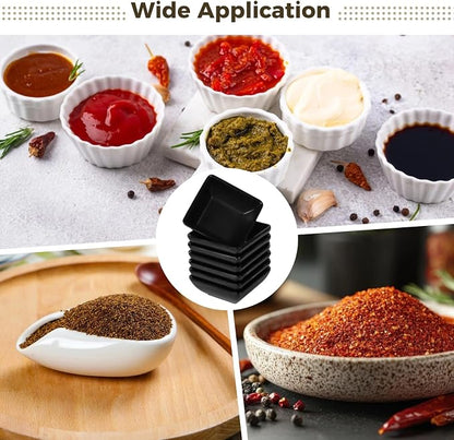 Homaisson 24 PCS Dipping Sauce Bowls, Plastic Soy Sauce Dishes, Small Square Design for Condiments, Black, Ideal for BBQ, Parties, and Dining Tables