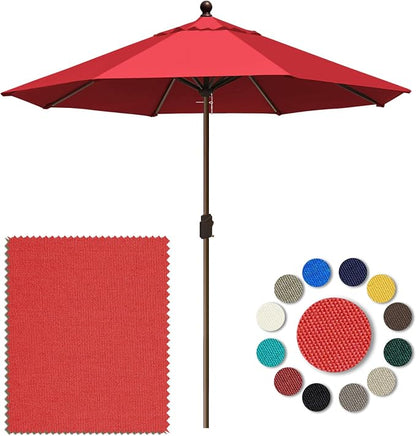 Eurmax USA 10-Year-Non-Fading 10FT Outdoor Patio Market Umbrella,UPF50+ UV Resistant Sun Shade,Heavy Duty Commercial Grade,Crank Lift Design,Windproof Vented Top for Garden,Pool,Deck,Logo Red