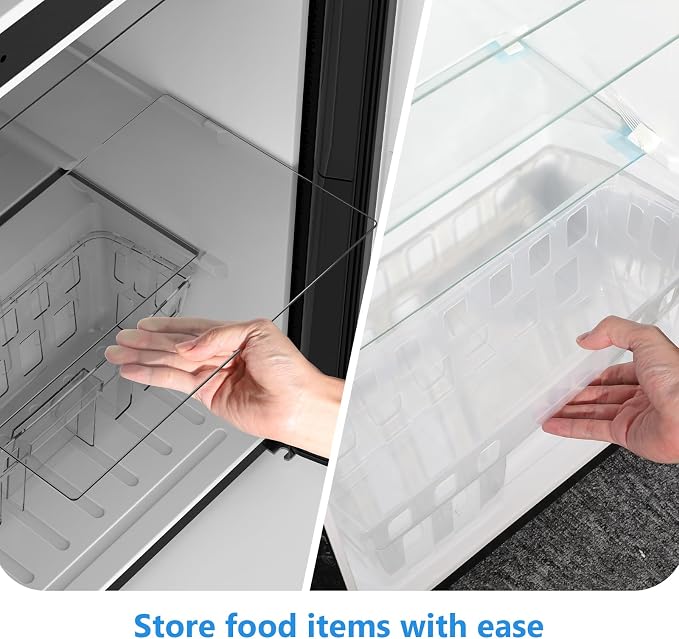 Electactic 4.5 Cu.Ft Mini Fridge with Freezer, 2-Door Compact Refrigerator With 2 Removable Shelves, 3 Level Adjustable Thermostat, Quiet Efficient for Kitchen, Office, Dorm, Apartment-Premium Black