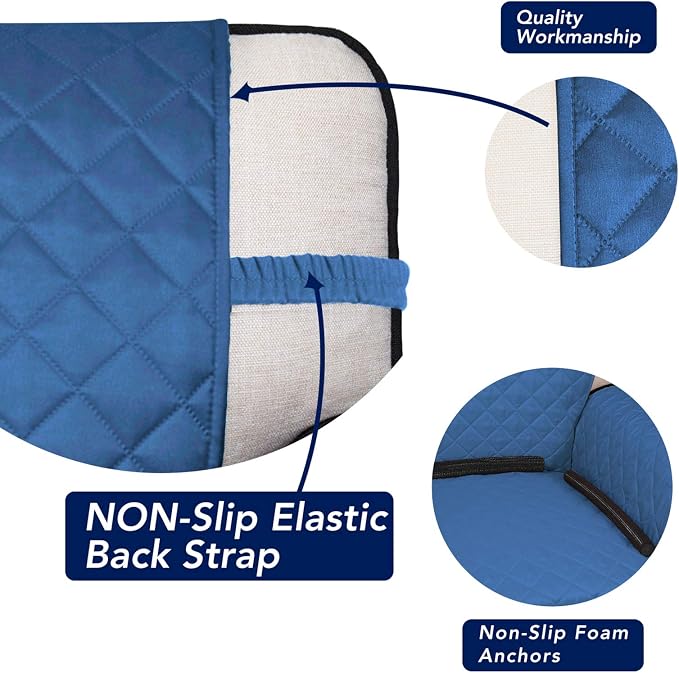 PureFit Reversible Quilted Couch Covers for Dogs Sofa Cover 4 Seater 88" | Blue/Ivory, Water Resistant Couch Protector, Washable Pet Couch Cover with Non Slip and Elastic Straps For Kids