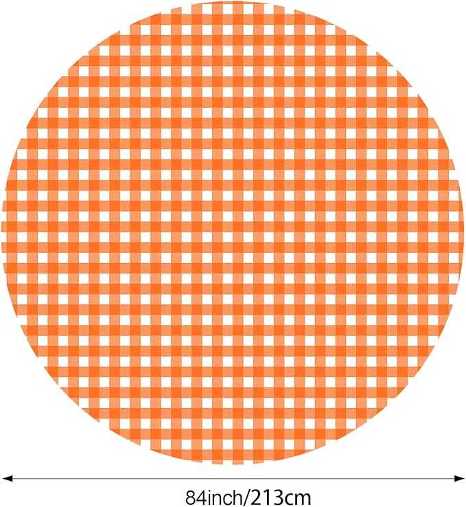 Disposable Checkered Tablecloth Round Plastic Buffalo Plaid Table Cloth 84'' Gingham Tablecover for Picnic Camping BBQ Graduation Party(Multicolor,6 Pieces)