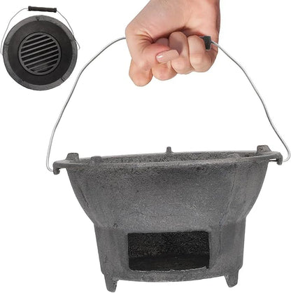 Outdoor Barbecue Stove Portable Charcoal Grill Cast Iron 20cm Compact Camping Barbecue Tool for Outdoor Cooking Assorted Style Assorted style