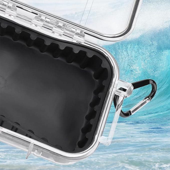 Waterproof Dry Box Protective Case, IP67 Water Resistant Portable Micro Case Watertight Storage Box for Phones, Knives, Wallets, Watches (Transparent, Large)