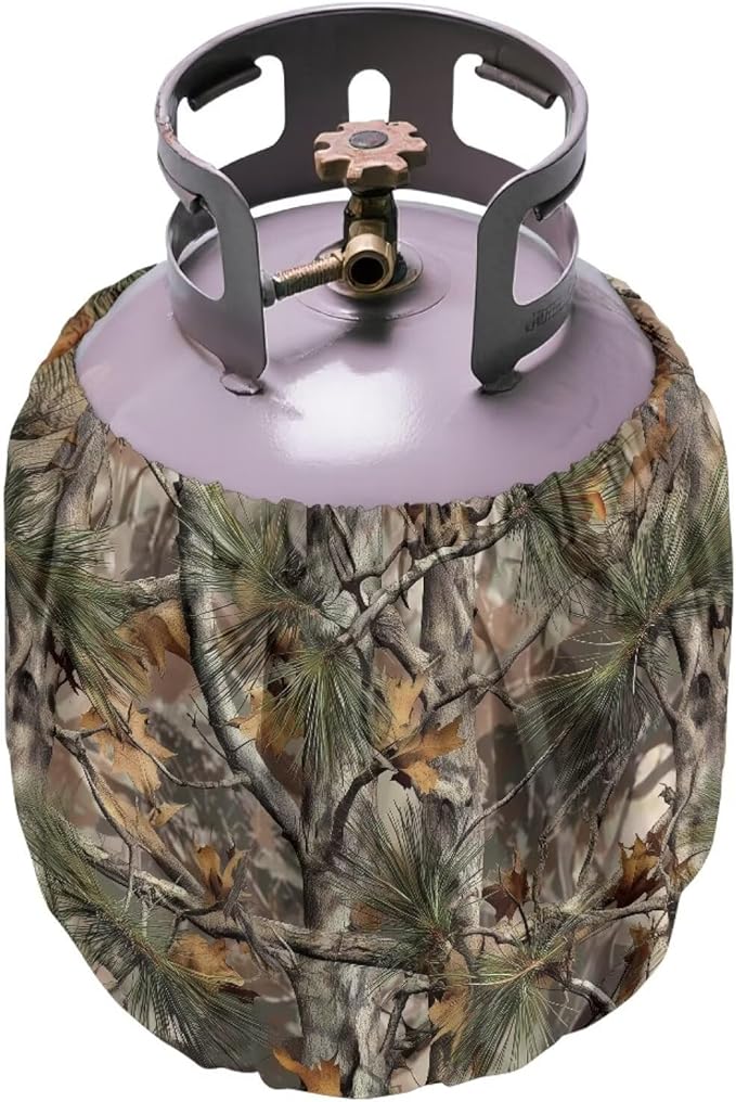 Camo 20lb Propane Tank Covers Hunting Branch Gas Cover Fits Standard 20 lb Tank Cylinder Heavy Duty Outdoor Grill Accessories Gift for Holiday