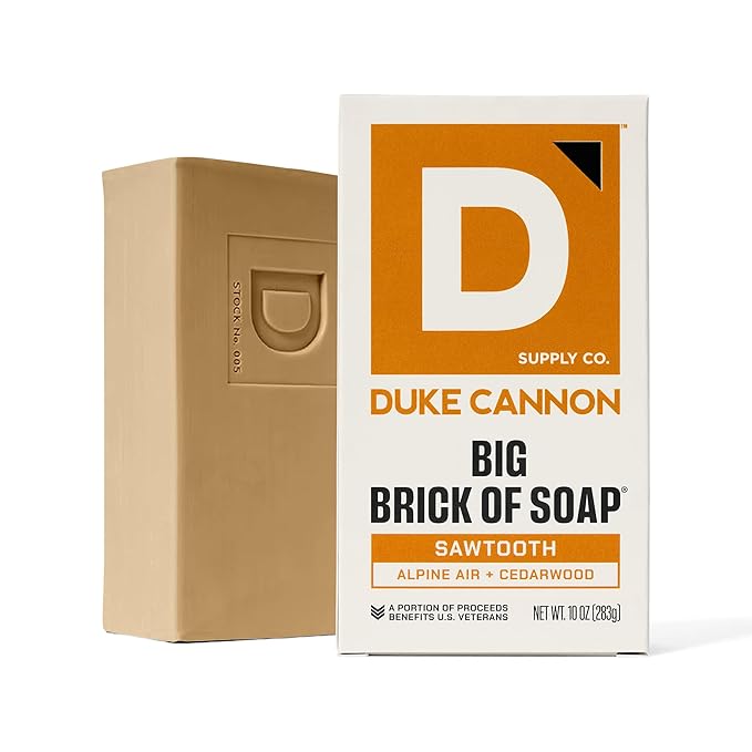 Duke Cannon Sawtooth Big Brick of Soap 4-Pack, 10 oz Each – Alpine Air & Cedarwood Scent, Large Triple-Milled Bar Soap for Men, Long-Lasting & Moisturizing