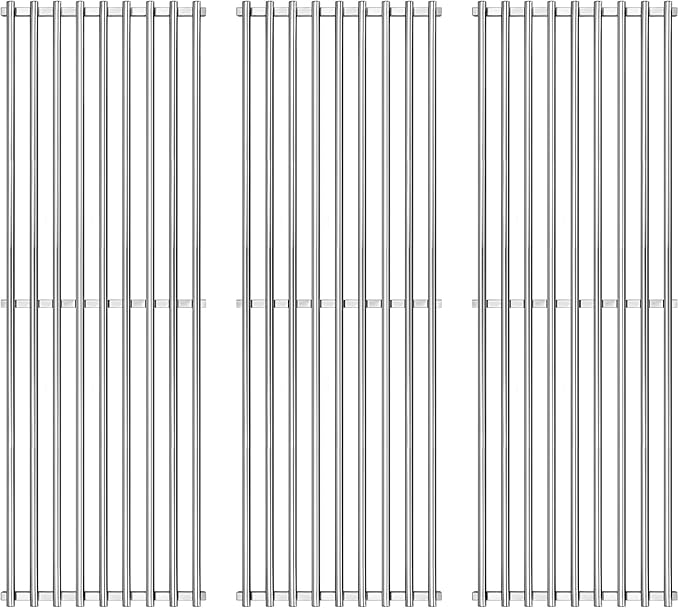 GGC Stainless Steel Grill Grates for Chargriller 3001, 5050, 3008, 3030, 4000, 5252, 19 3/4" Grill Grates Replacement for King Griller 3008, 5252 and Others, 3 PCS Cooking Grid Grates for Chargriller
