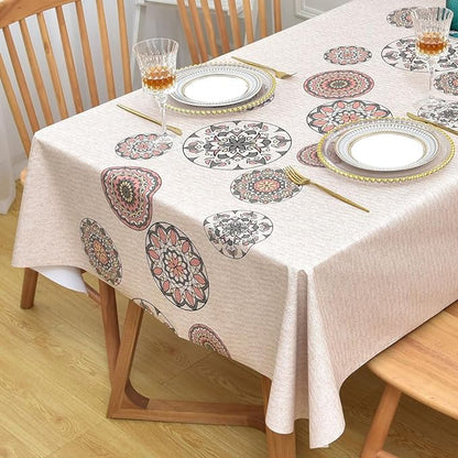 Wipeable Waterproof Tablecloth Vinyl Tablecloths for Rectangle Tables Heavy Duty PVC Tablecloth for Kitchen Dining Table(Flowers-2, 54'' x 72'')