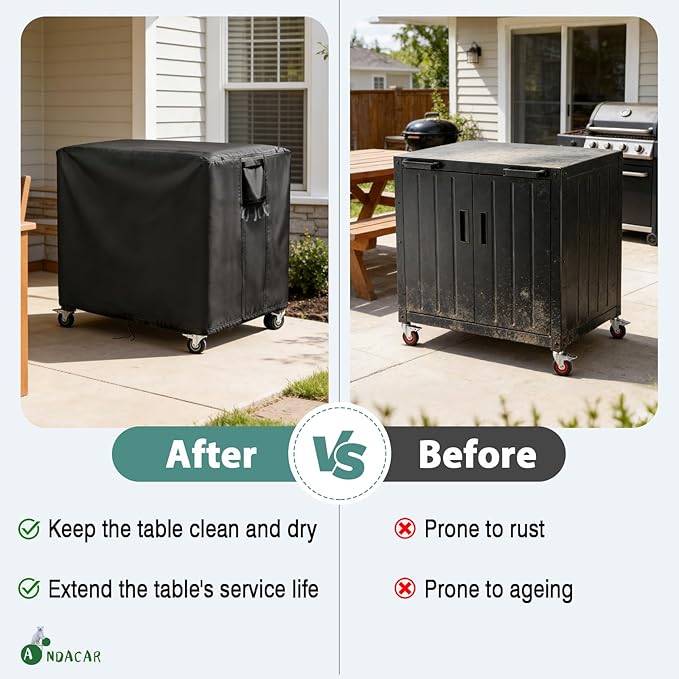 Outdoor Patio Table Cover for Feasto Gas Grill Table, Heavy Duty Bar Cart Grill Cart Cover Waterproof Gas Grill Stove Pizza Oven Table Covers - 36"Lx24"Wx36"H, Black
