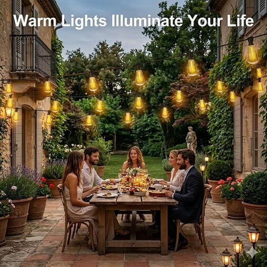 VOLIVO 200FT Outdoor String Lights for Patio, Waterproof Hanging Lights with 65+2 Shatterproof ST38 Edison Bulbs, Dimmable & Connectable Outside String Light for Backyard, Deck, Porch, Balcony
