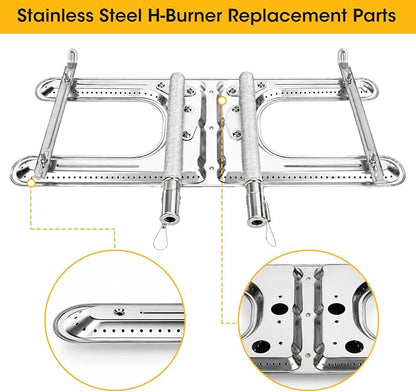 19 Inch Universal Gas Grill Burners, Stainless Steel H-Burner Replacement Parts, Grill Burner Replacement Parts for Charbroil, Barbeque Grill Accessories