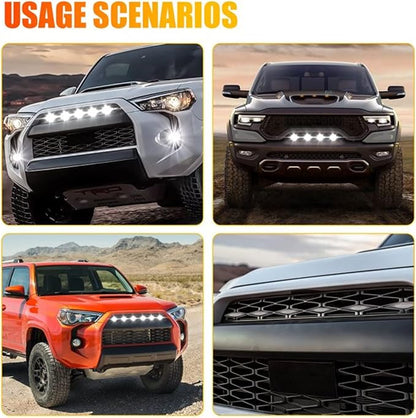 4pcs LED Grill Lights for 2014-2021 Toyota 4Runner TRD Pro Grille, Including SR5, TRD off-road, Limited, TRO Pro Models Raptor Style LED Light (White light with black housing)