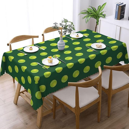 Tennis Ball Rectangular Tablecloth, Sports Themed Table Cloth Washable Tablecloths Decorative Table Cover for Kitchen, Dining, or Parties 54x72 Inches